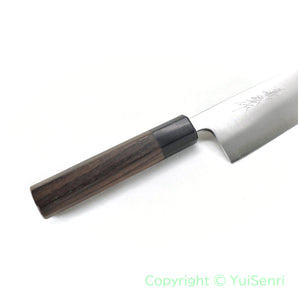 Yoshihiro Aogami Super Clad Chef's Santoku Octagonal Shitan Handle