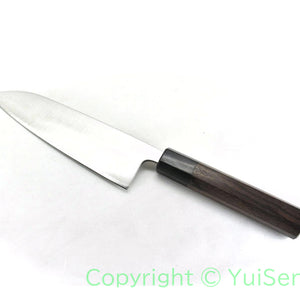 Yoshihiro Aogami Super Clad Chef's Santoku Octagonal Shitan Handle