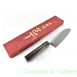 Yoshihiro Aogami Super Clad Chef's Santoku Octagonal Shitan Handle