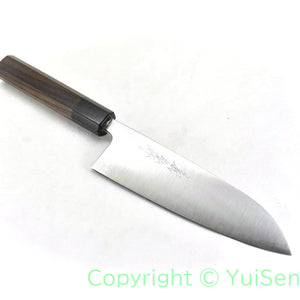 Yoshihiro Aogami Super Clad Chef's Santoku Octagonal Shitan Handle