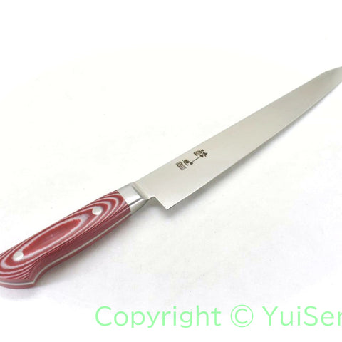 Suisin Premium INOX  Sujihiki 240 mm My Carta Handle Red White