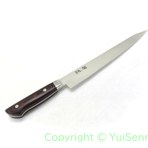 Suisin Premium INOX  Sujihiki 240 mm My Carta Handle Red Black