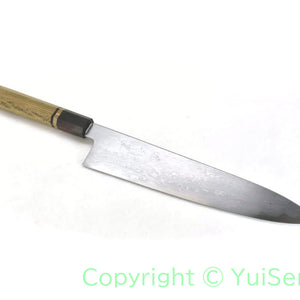 YuiSenri Blue Steel #1 SUMINAGASHI Gyuto with Octagonal Elm Handle