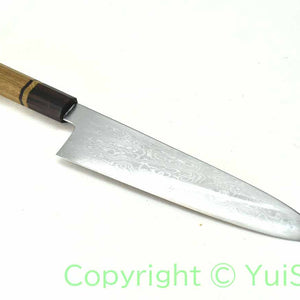 YuiSenri Blue Steel #1 SUMINAGASHI Gyuto with Octagonal Elm Handle