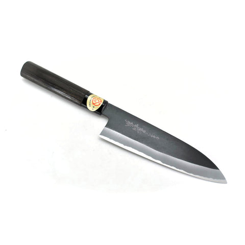 Yoshihiro White Steel #2 KUSP Santoku Black Finish Black Chestnut